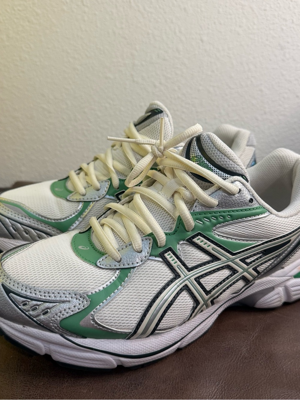 ASICS White Sneakers with Mint Green Accents